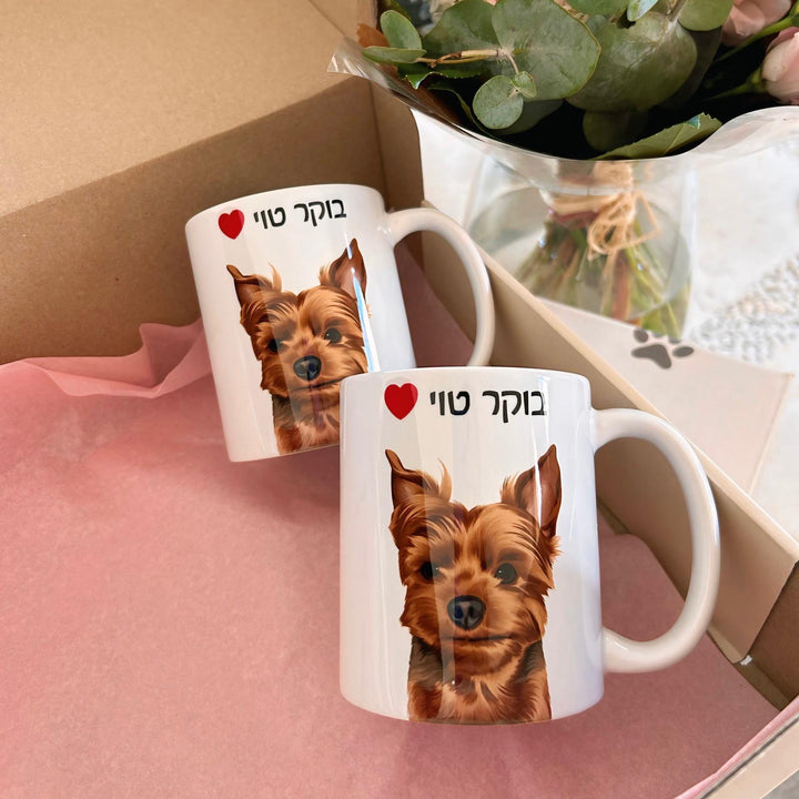 סט ספלים זוגי עם איור אישי
